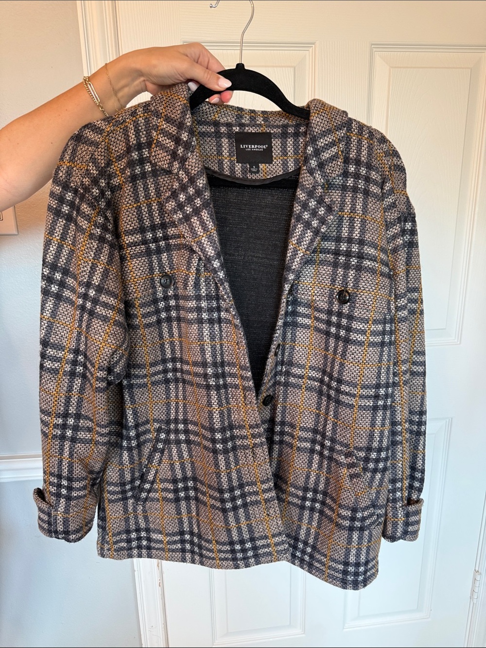 Plaid Blazer Jacket in Brown and Gray